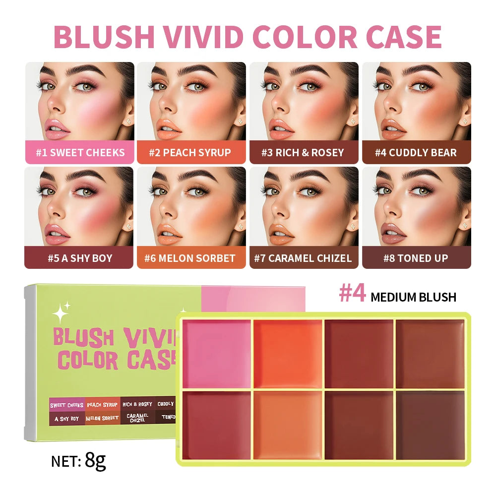 8-Color Cream Blush and Highlighter Makeup Palette - 23