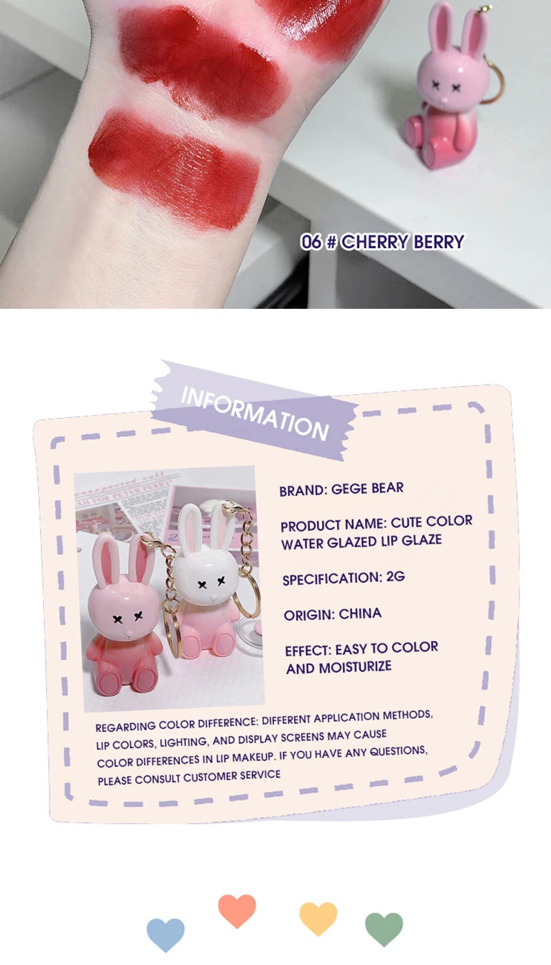Hydrating Bunny Keychain Glossy Lip Lacquer - 18