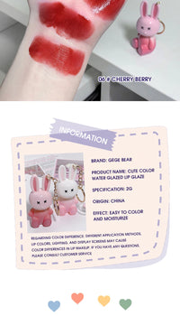 Hydrating Bunny Keychain Glossy Lip Lacquer