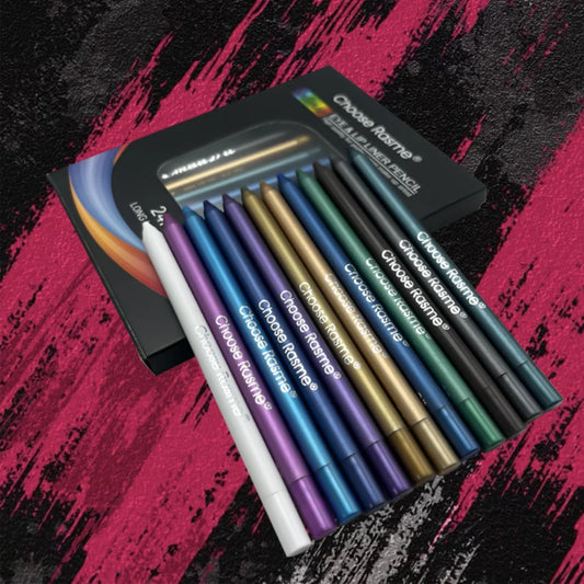 12-Color Shimmer Waterproof Eyeliner & Eyeshadow Set