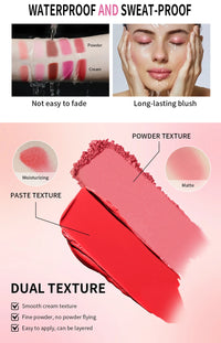 2-in-1 Cream and Powder Long-Lasting Blush Palette