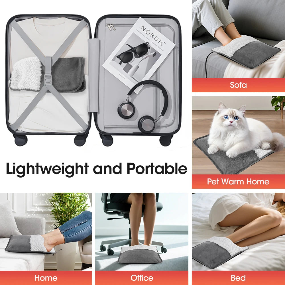 USB Heated Plush Foot Warmer Mat - 13
