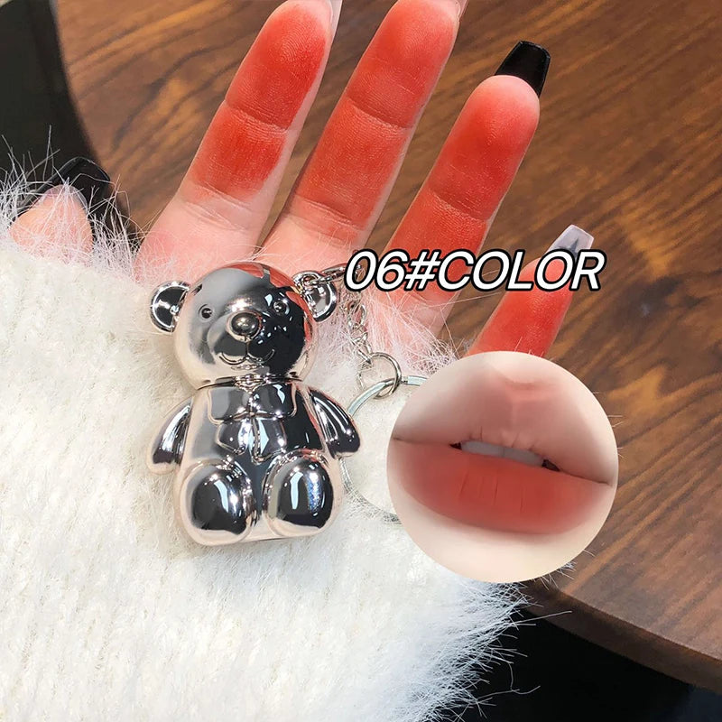 Cute Bear Keychain Velvet Matte Lip Clay - 19