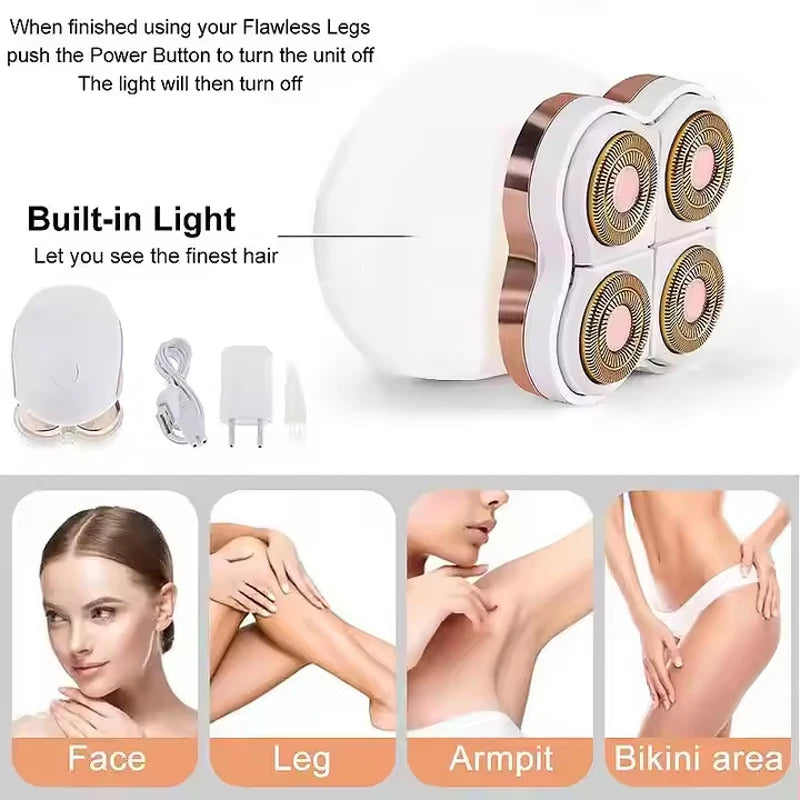 Painless 4-Head Electric Hair Remover for Body - 2