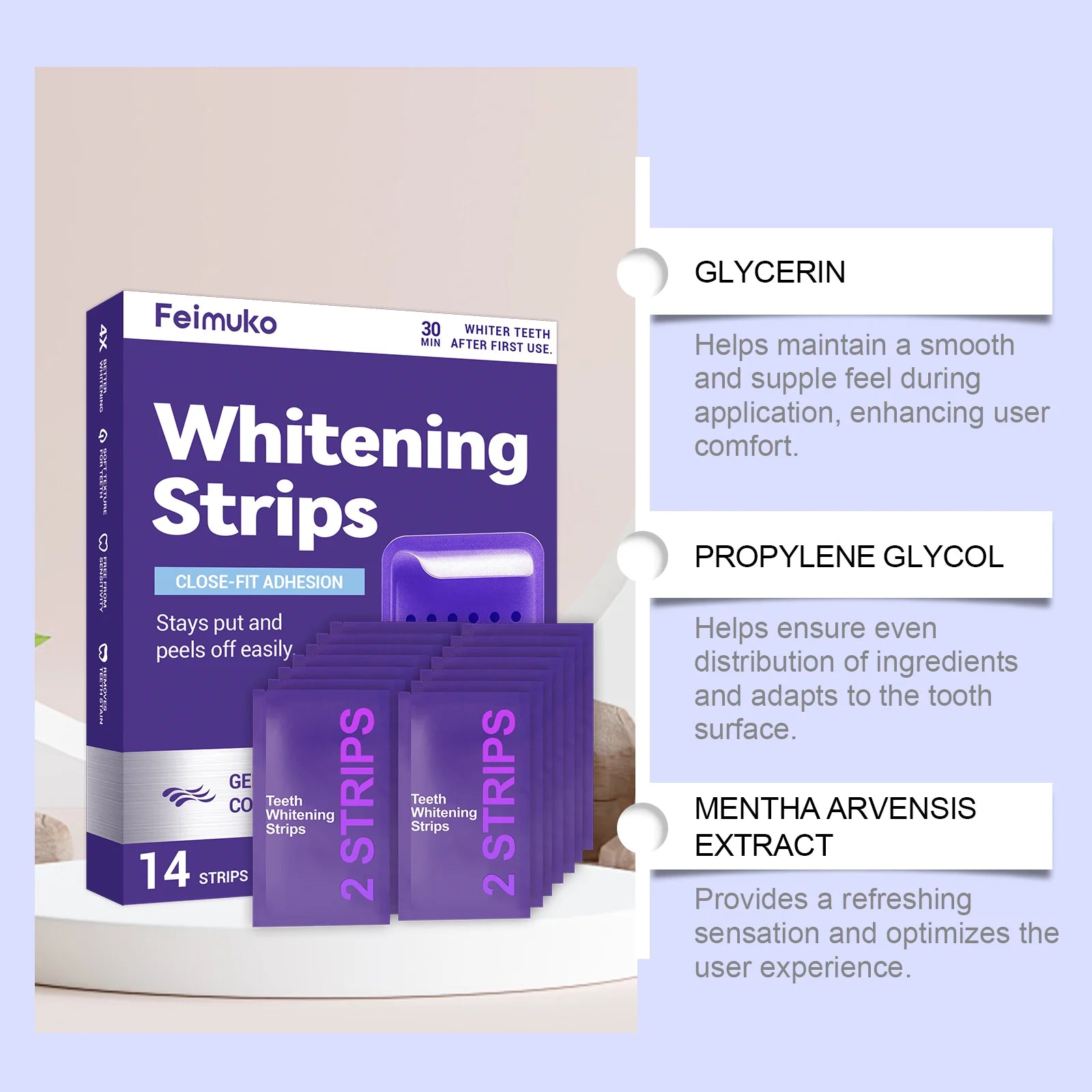 Purple Teeth Whitening Strips for a Brighter Smile - 2