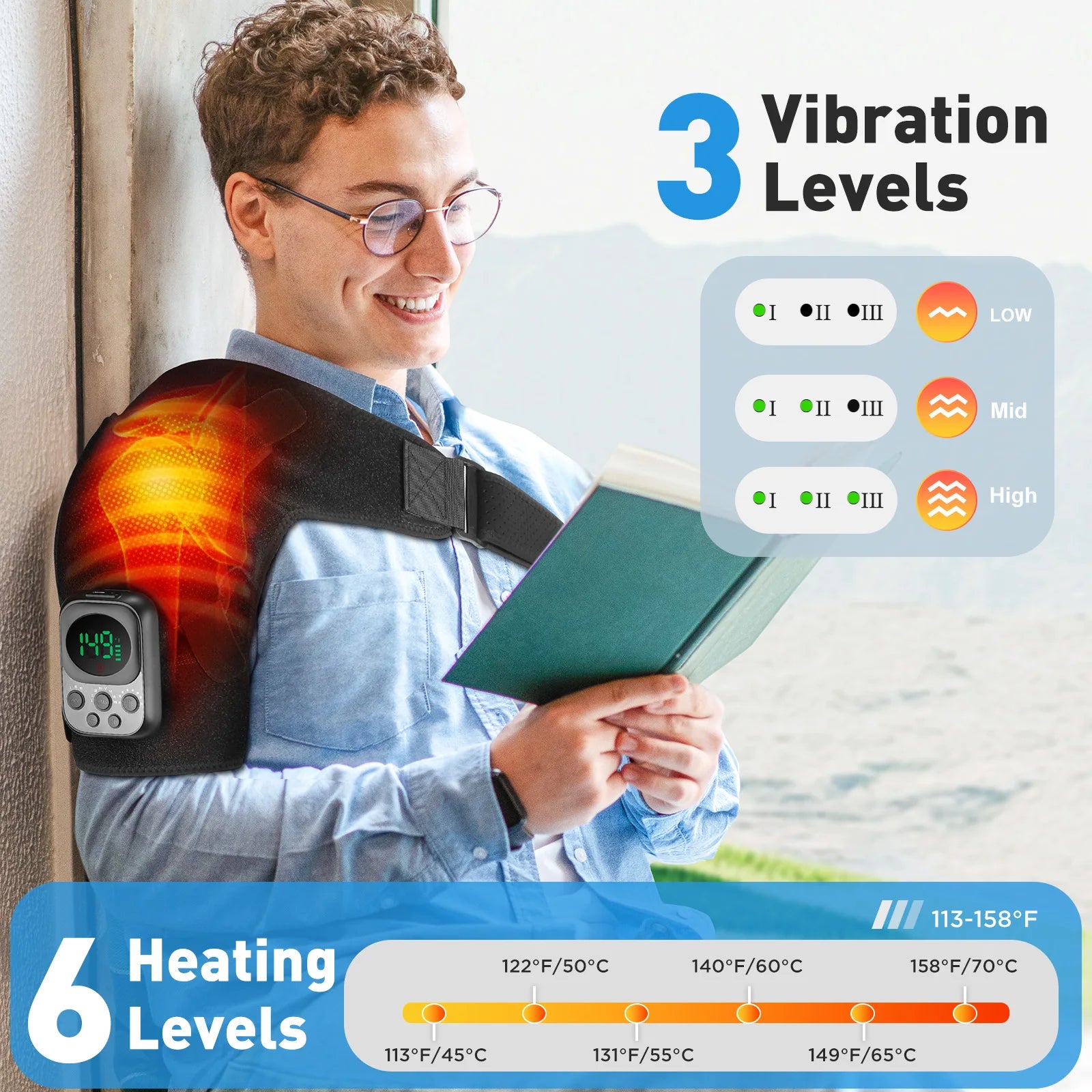 Heated Electric Shoulder Massage Brace with App Control - 2