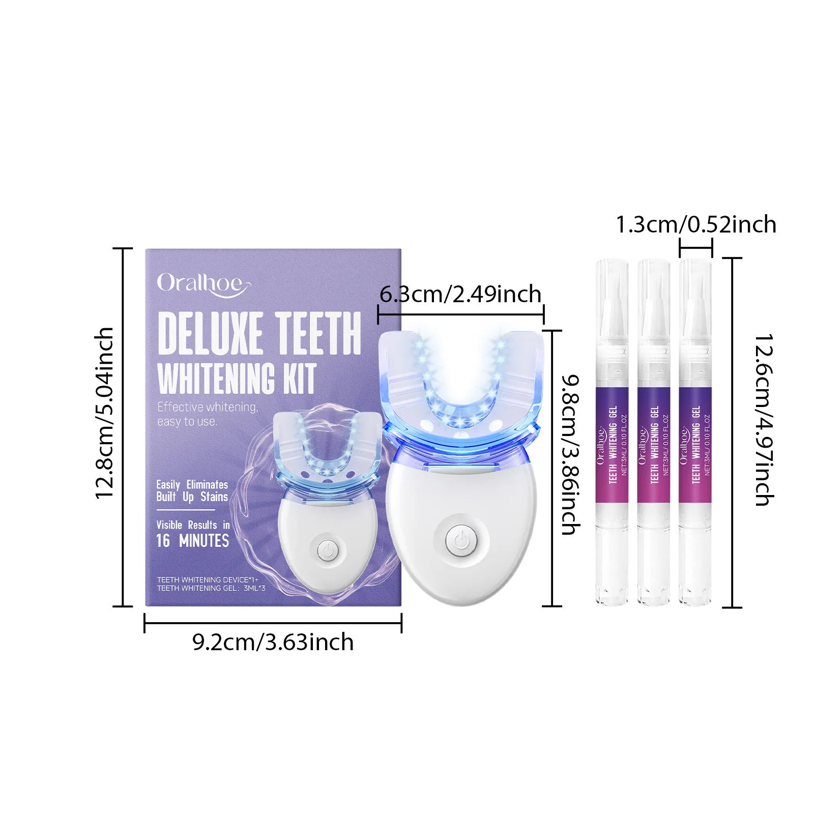 Professional Teeth Whitening Kit with Blue Light LED - 16