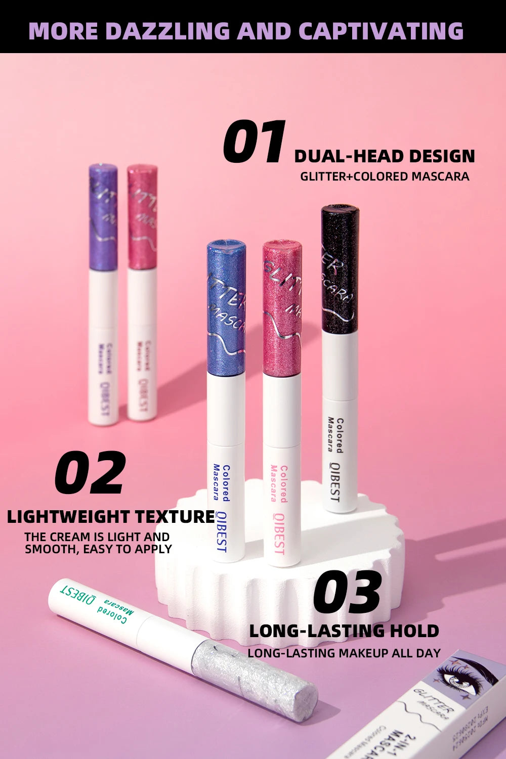 2-in-1 Glitter and Colored Mascara for Bold Eyelashes - 11