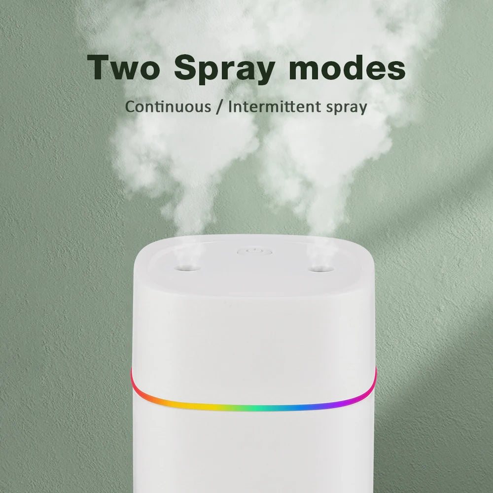 600ml Dual-Mist Portable Air Humidifier for Home and Car - 2