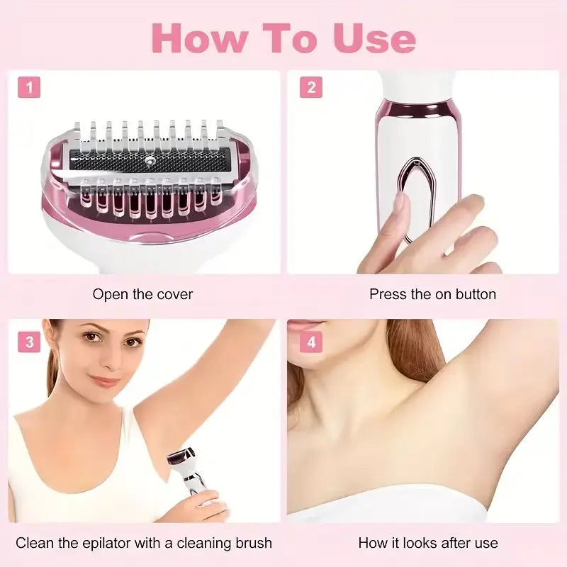 4-in-1 Rechargeable Electric Lady Shaver for Face and Body - 8