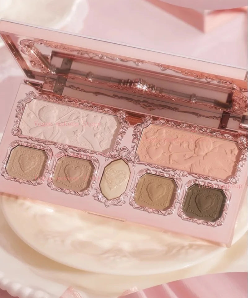 All-in-One Face Makeup Palette for Eyes, Blush, and Contour - 15