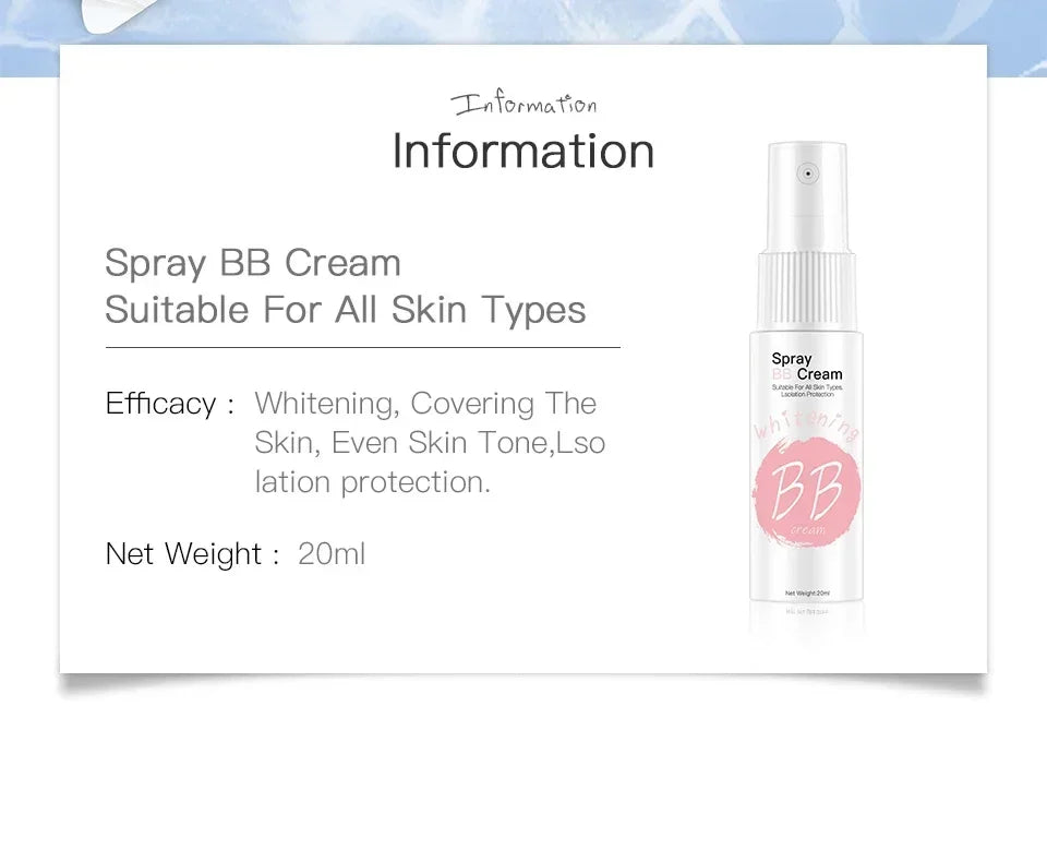 Waterproof Brightening Spray BB Cream for Flawless Skin - 8