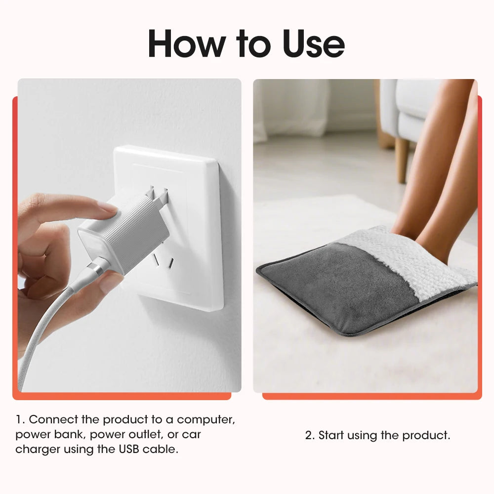 USB Heated Plush Foot Warmer Mat - 14