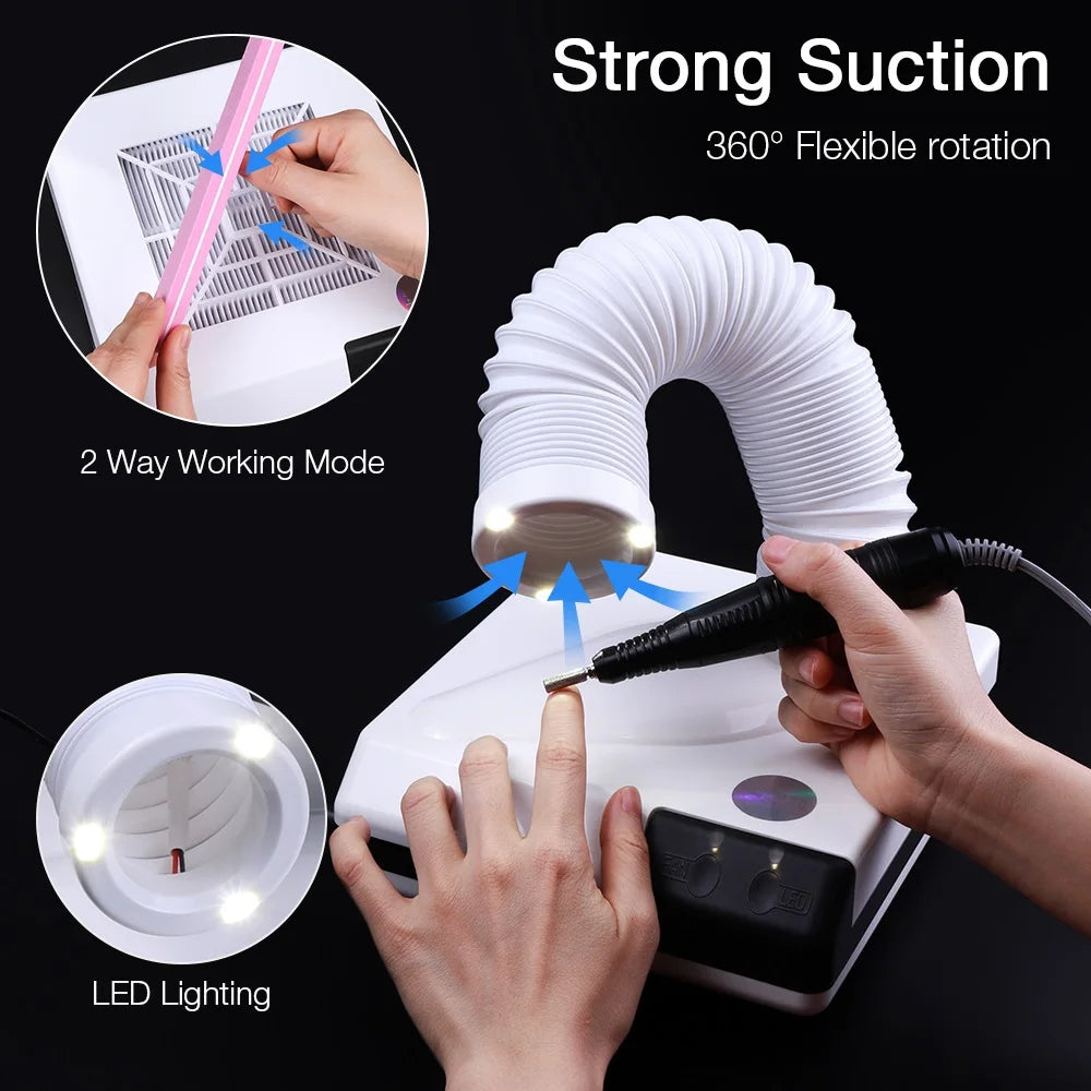 Professional 2-in-1 Nail Dust Collector with LED Lighting - 1