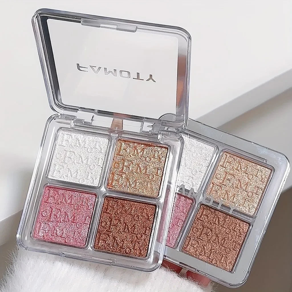 4-Color Shimmer Face Highlighter Palette - 4
