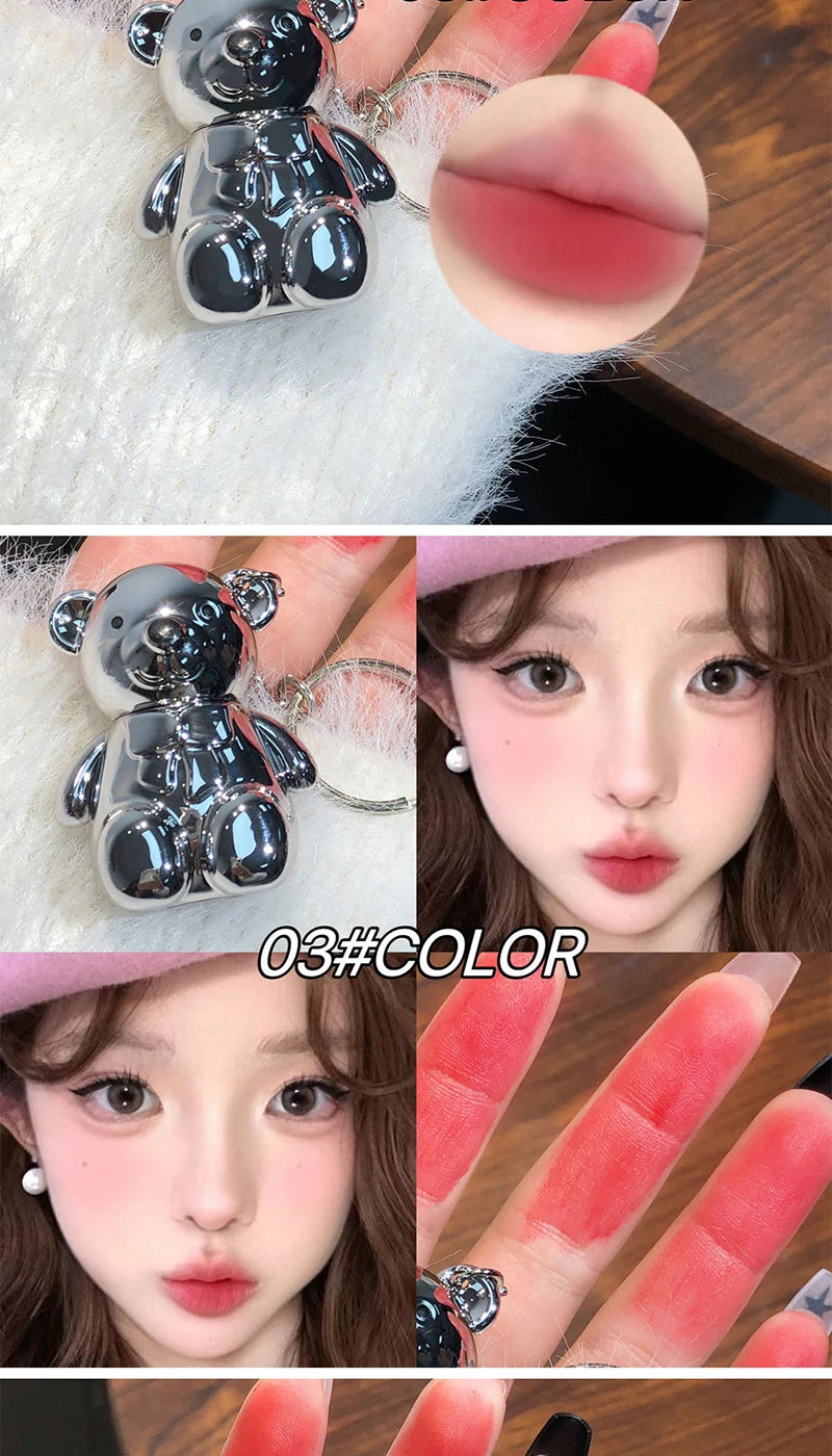 Cute Bear Keychain Velvet Matte Lip Clay - 13