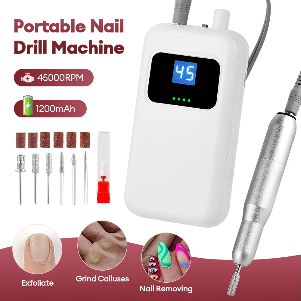 Professional Portable Electric Nail Drill Kit - 7