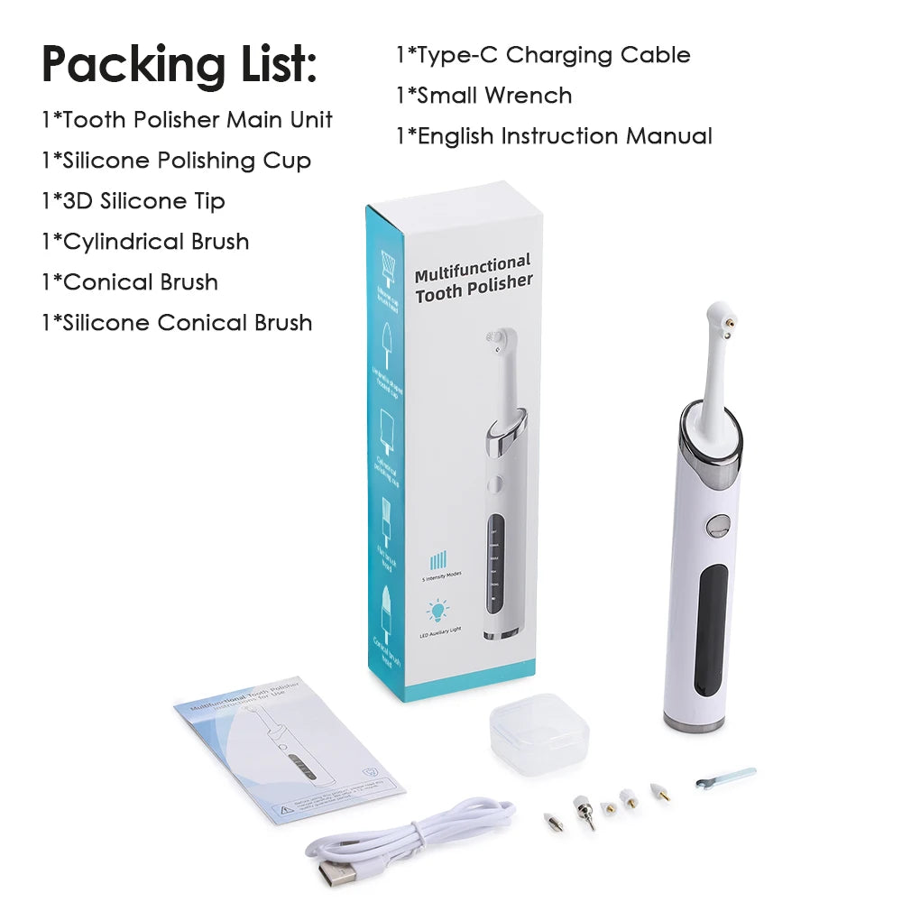 Rechargeable Electric Teeth Polisher and Whitening Kit - 9