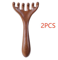 Six-Claw Natural Wood Scalp and Body Massage Comb