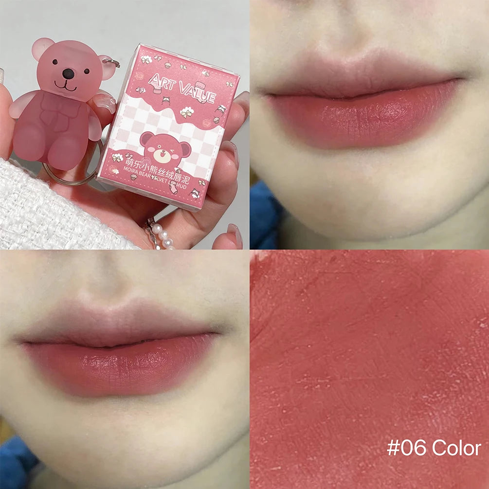 Cute Bear Velvet Matte Lip Mud Keychain - 28