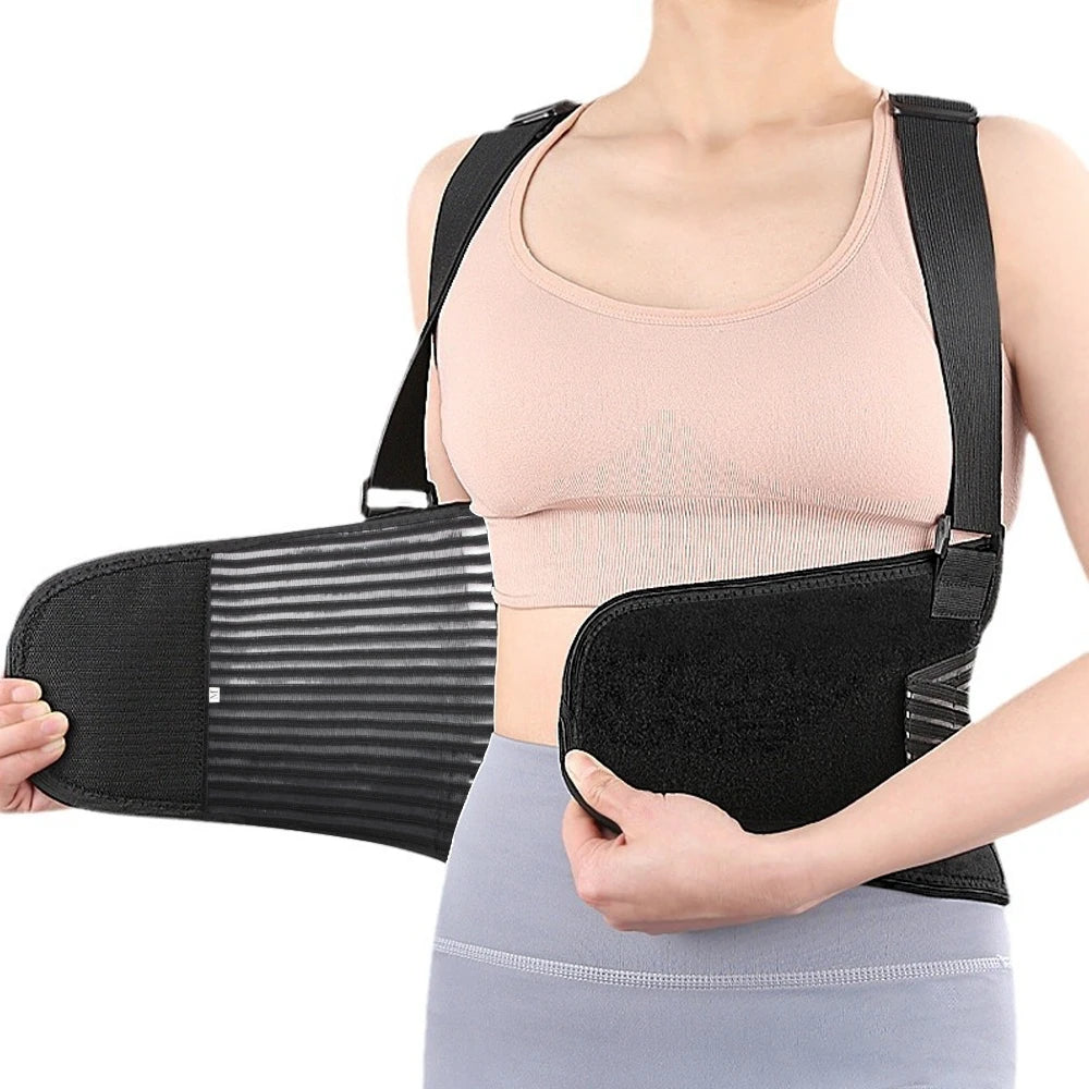 Adjustable Lower Back Support Belt with Suspenders - 11
