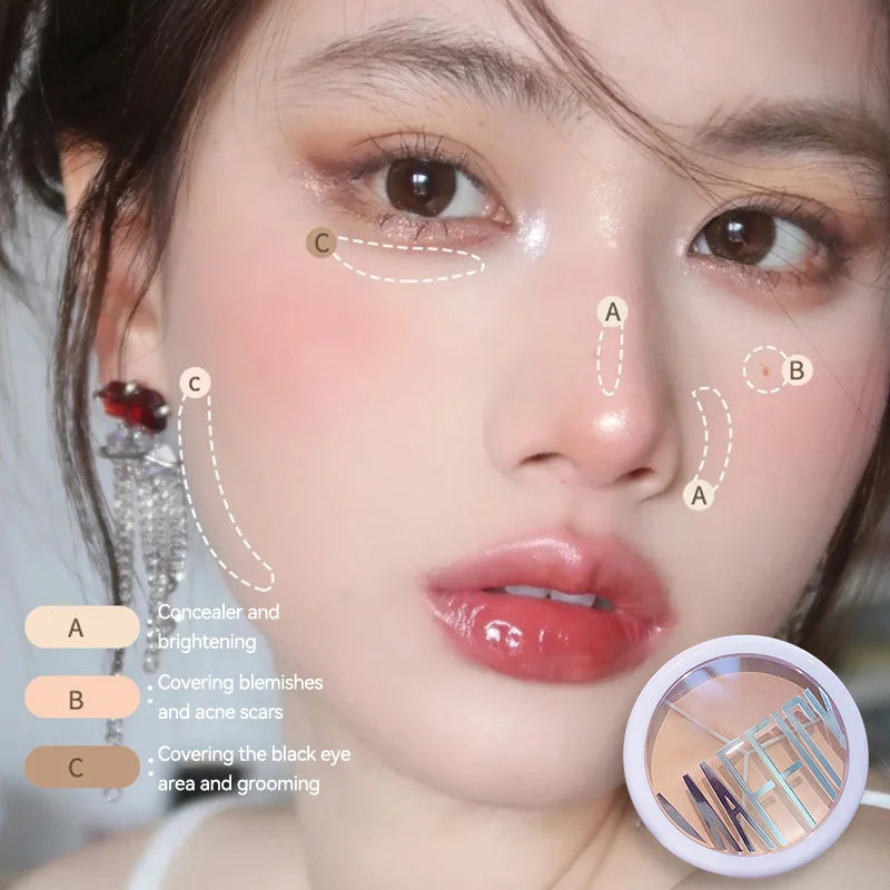 3-Color Cream Concealer Palette for Flawless Skin - 2
