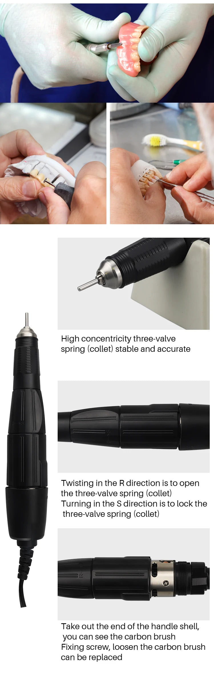Professional 35,000 RPM Electric Micro Motor for Jewelry and Dental - 8