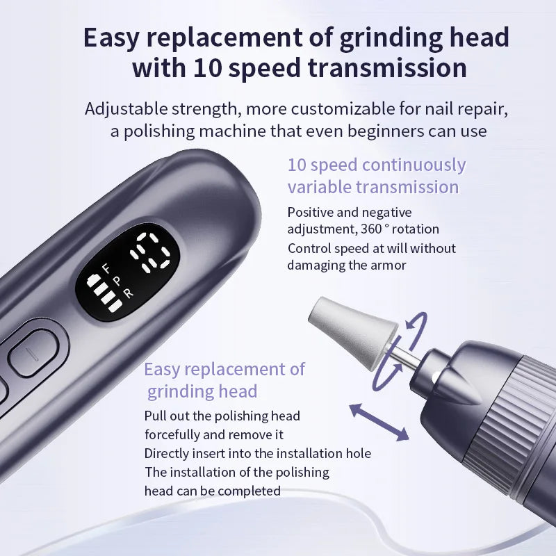 Electric Cordless Manicure and Pedicure Nail Drill Set - 5