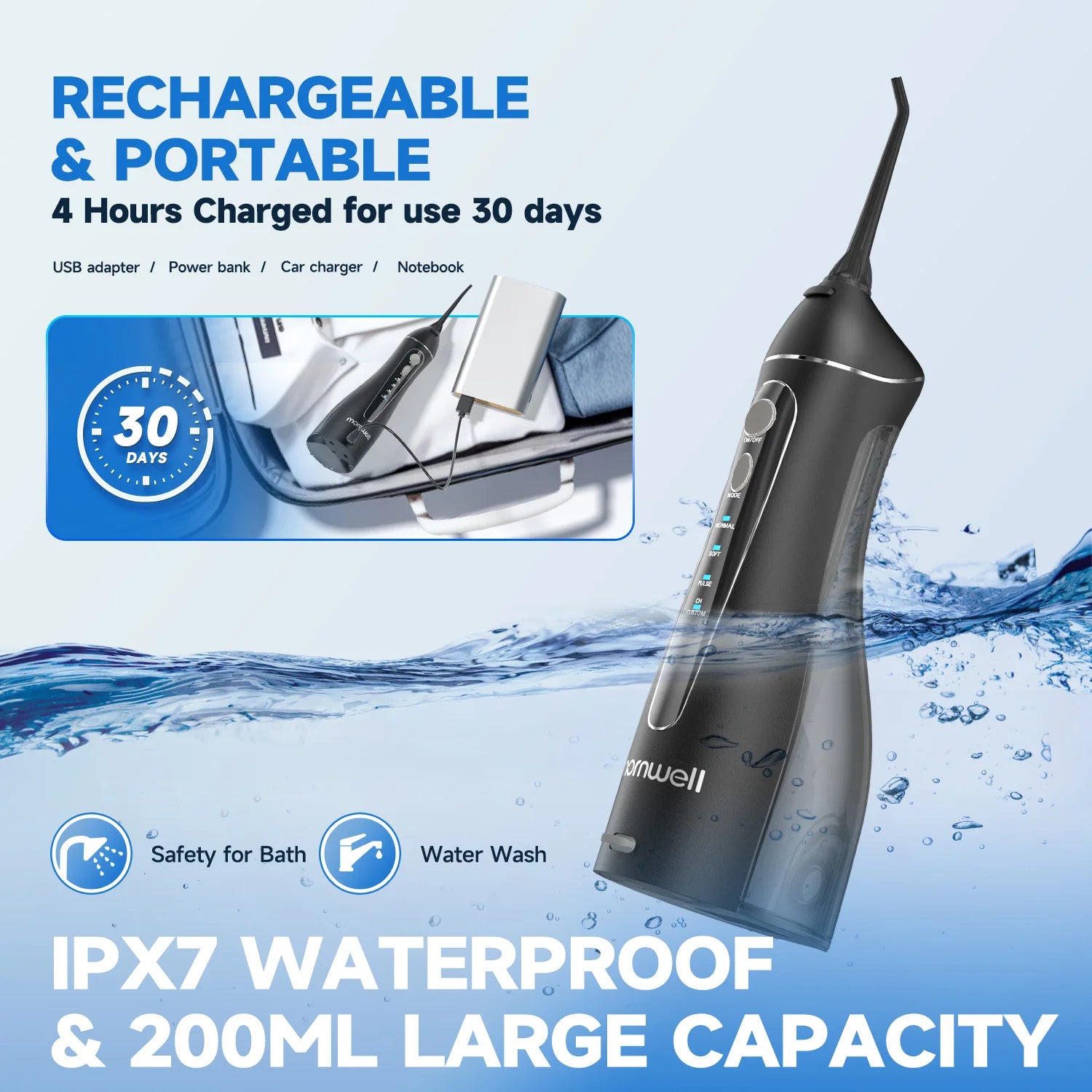 Portable Cordless Water Flosser for Deep Teeth & Gum Cleaning - 6