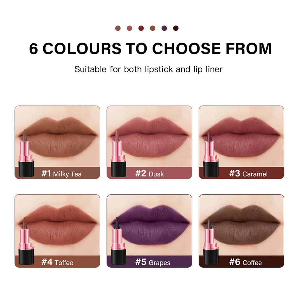 2-in-1 Waterproof Matte Lip Liner and Lipstick Crayon - 19