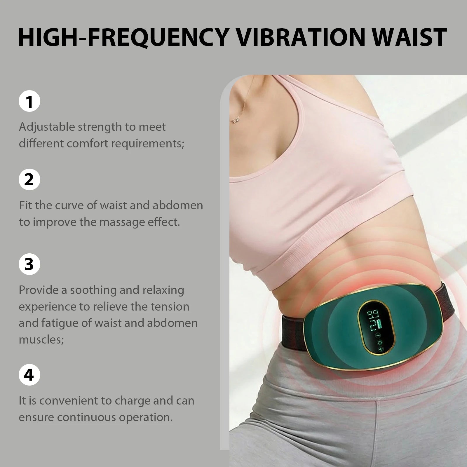 Cordless Heated Massage Belt for Menstrual Cramp Relief - 18
