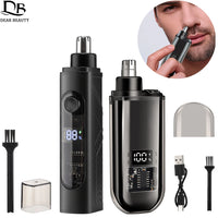Electric Rechargeable Nose and Ear Hair Trimmer with LED Display