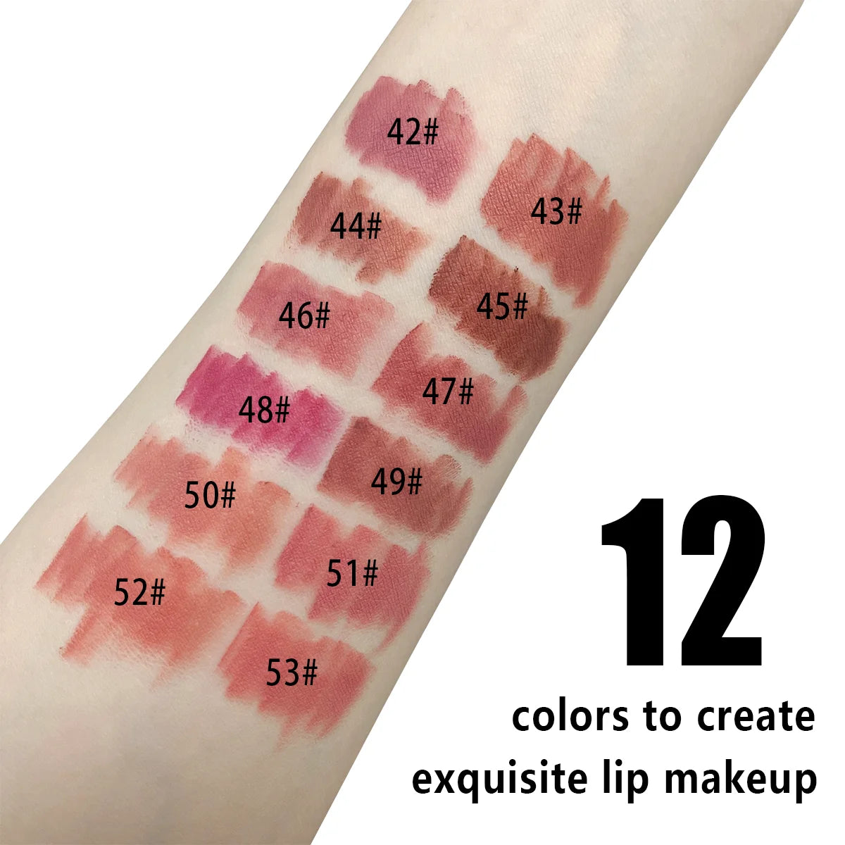 12-Color Waterproof Matte Lip Liner Pencil Set - 7