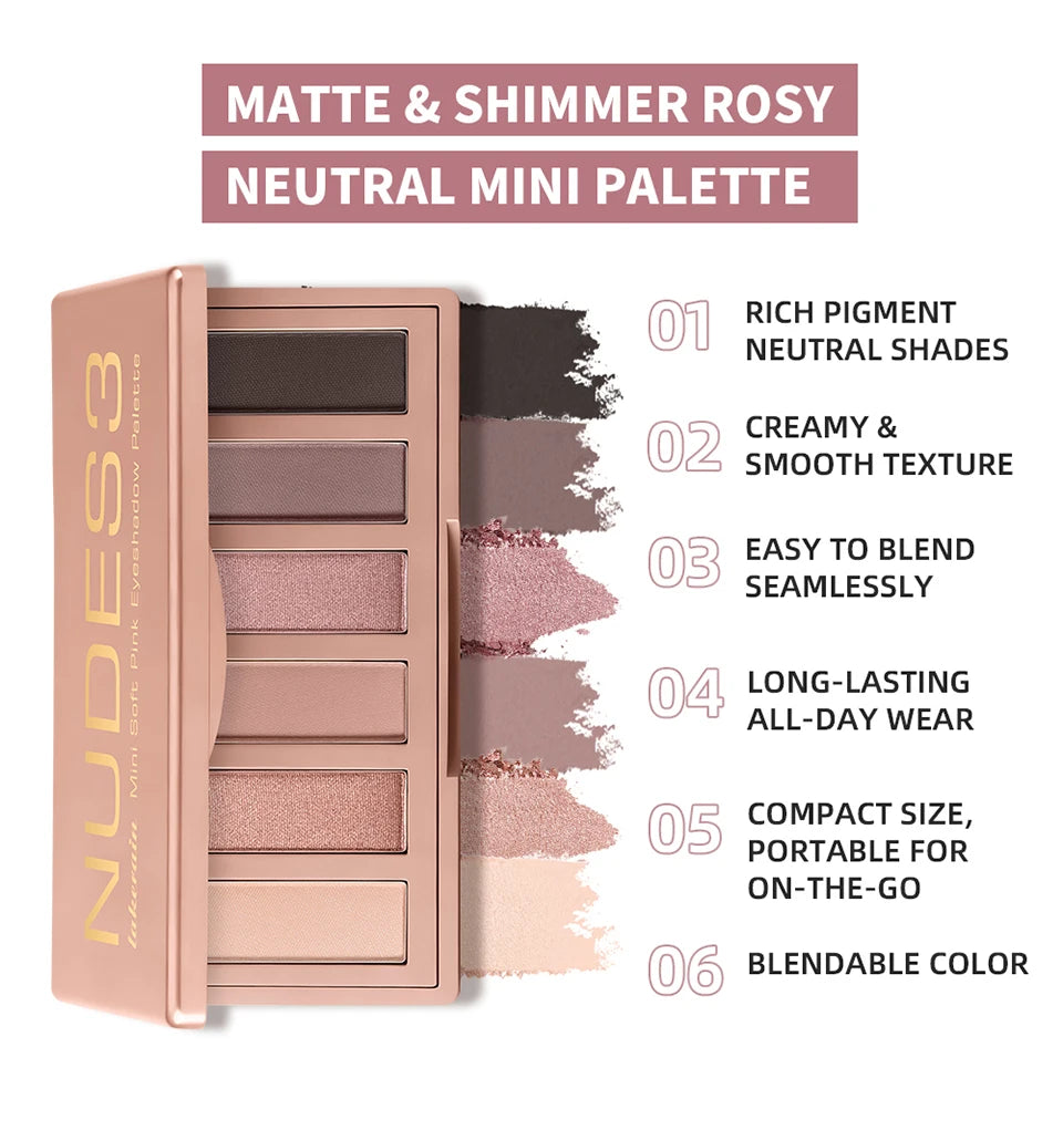 6-Color Rosy Neutral Eyeshadow Palette - 9