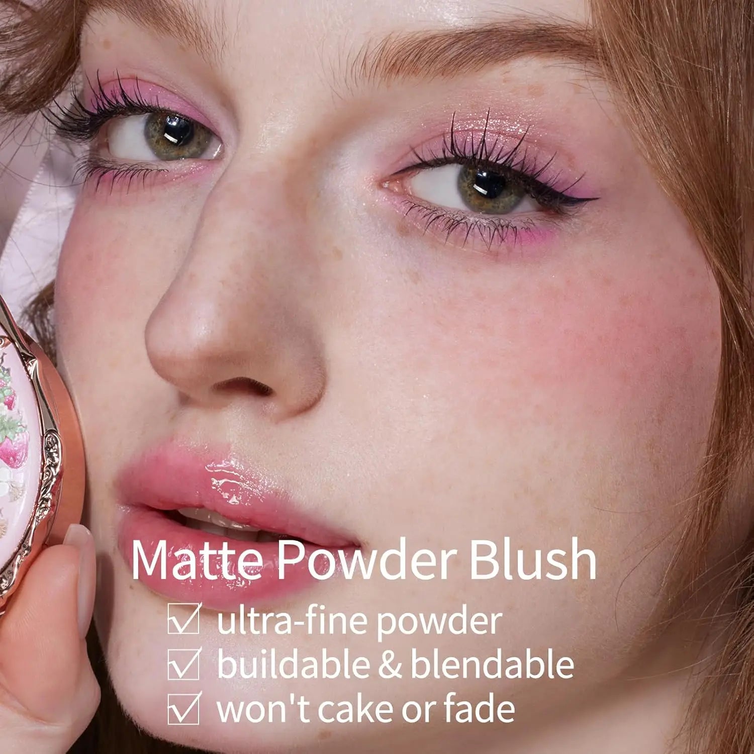Embossed Strawberry Floral Pressed Powder Blush - 6