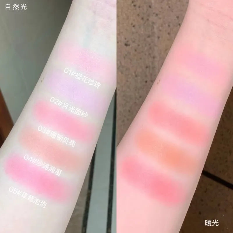 Matte Finish Shell Compact Blusher Palette - 6