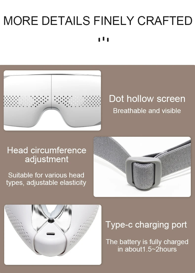 Portable Heated Eye Massager with Bluetooth for Stress Relief - 16