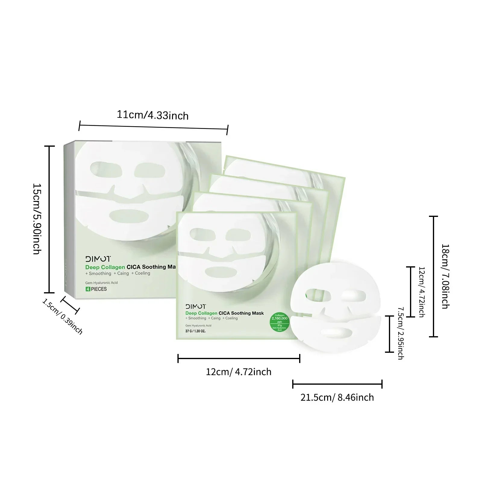 Collagen CICA Soothing Facial Mask for Deep Hydration - 12