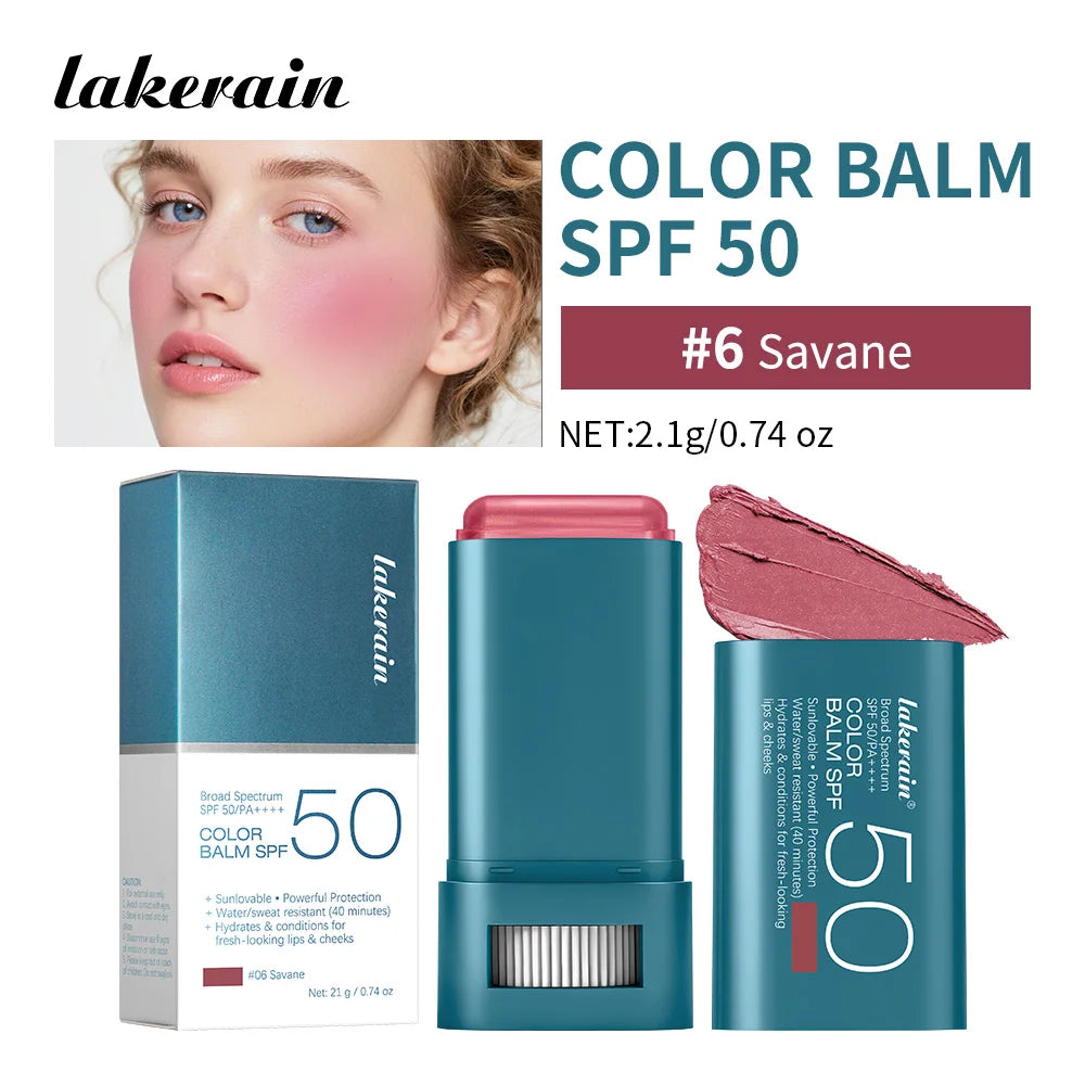 SPF 50 Tinted Sunscreen Blush Stick for Cheeks and Lips - 26
