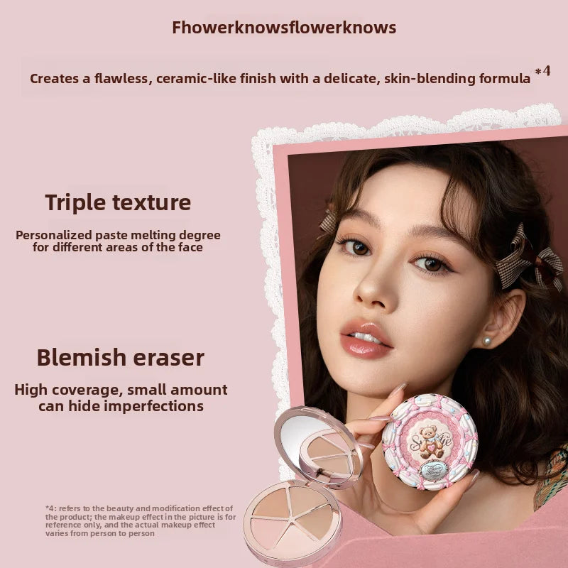 4-Color Cream Concealer Palette for Dark Circles and Contouring - 6