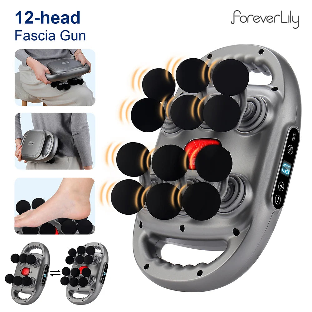 12-Head Handheld Deep Tissue Muscle Massage Gun - 1