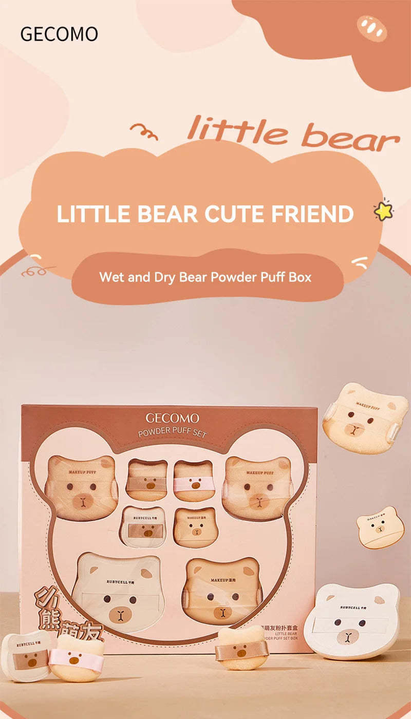 Cute Bear Makeup Powder Puff Set for Flawless Application - 7