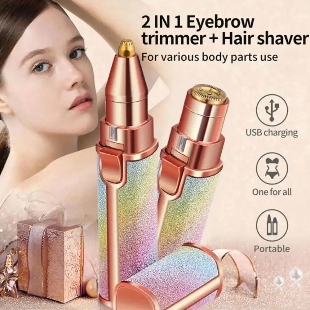 2-in-1 Painless Facial Hair Remover & Eyebrow Trimmer - 3