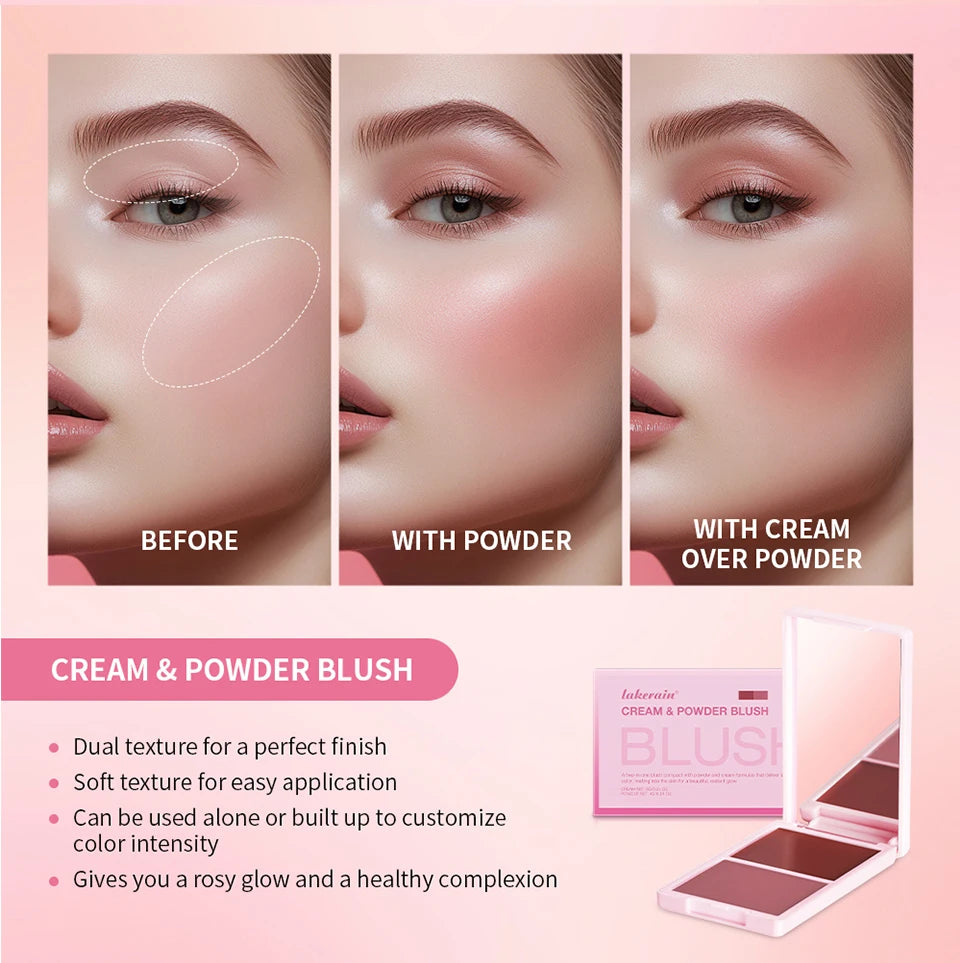 2-in-1 Cream and Powder Long-Lasting Blush Palette - 11