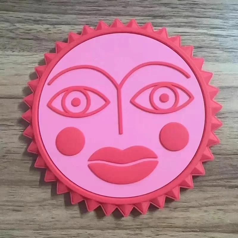 Artistic Sun Design Handheld Makeup Mirror - 20