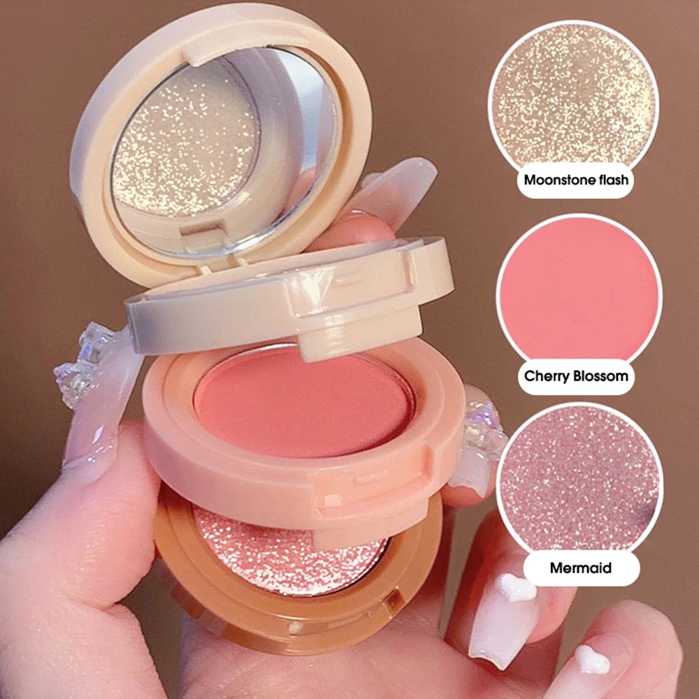 3-in-1 Stackable Blush and Highlighter Palette - 17