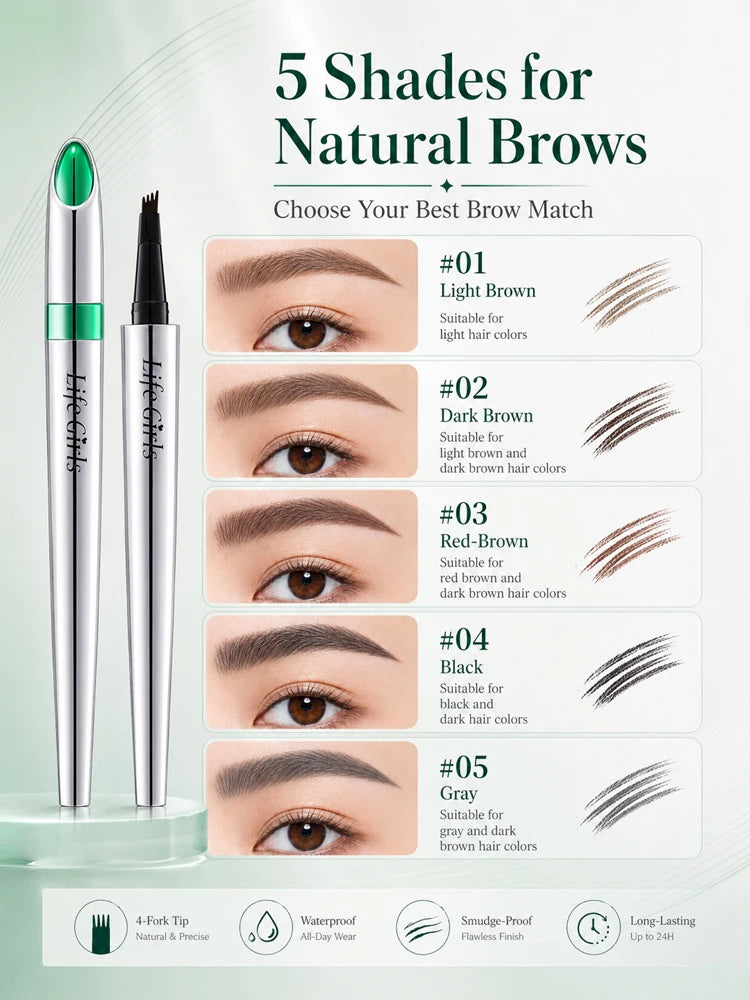 4-Fork Waterproof Eyebrow Pen for Natural Hair-Like Strokes - 12