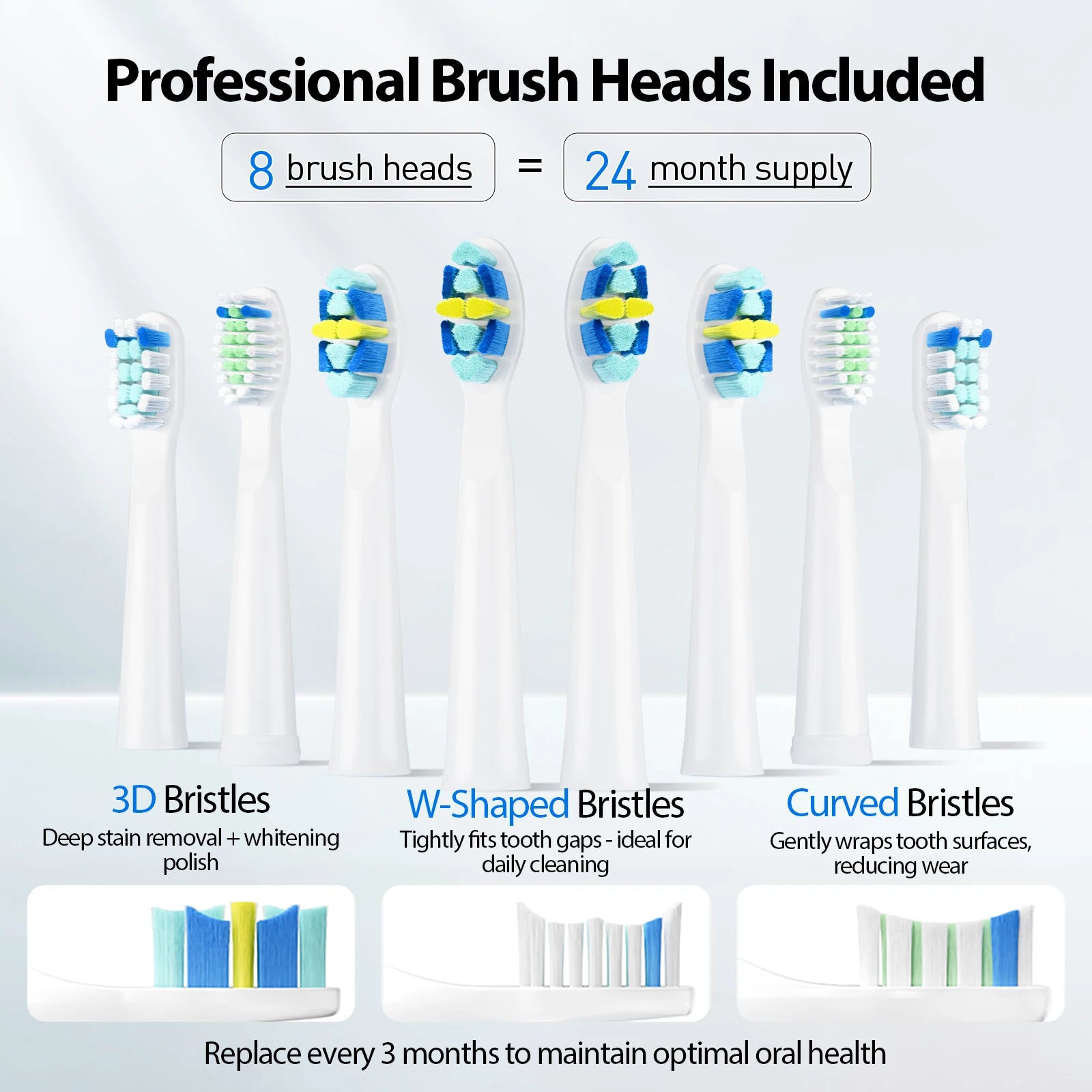Rechargeable Sonic Electric Toothbrush with 8 Brush Heads - 12