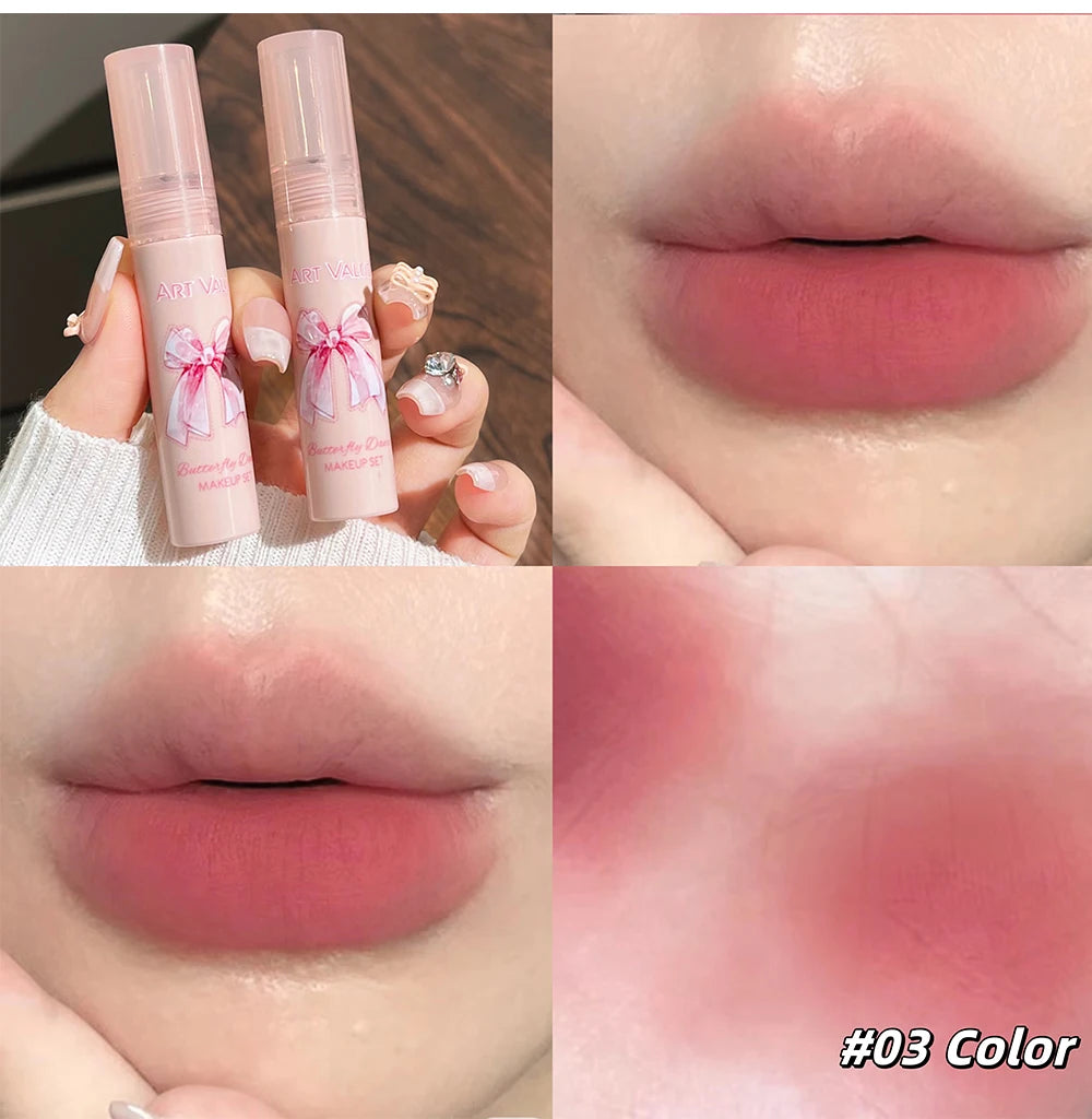 6-Piece Matte Lipstick and Blush Makeup Set with Necklace - 20