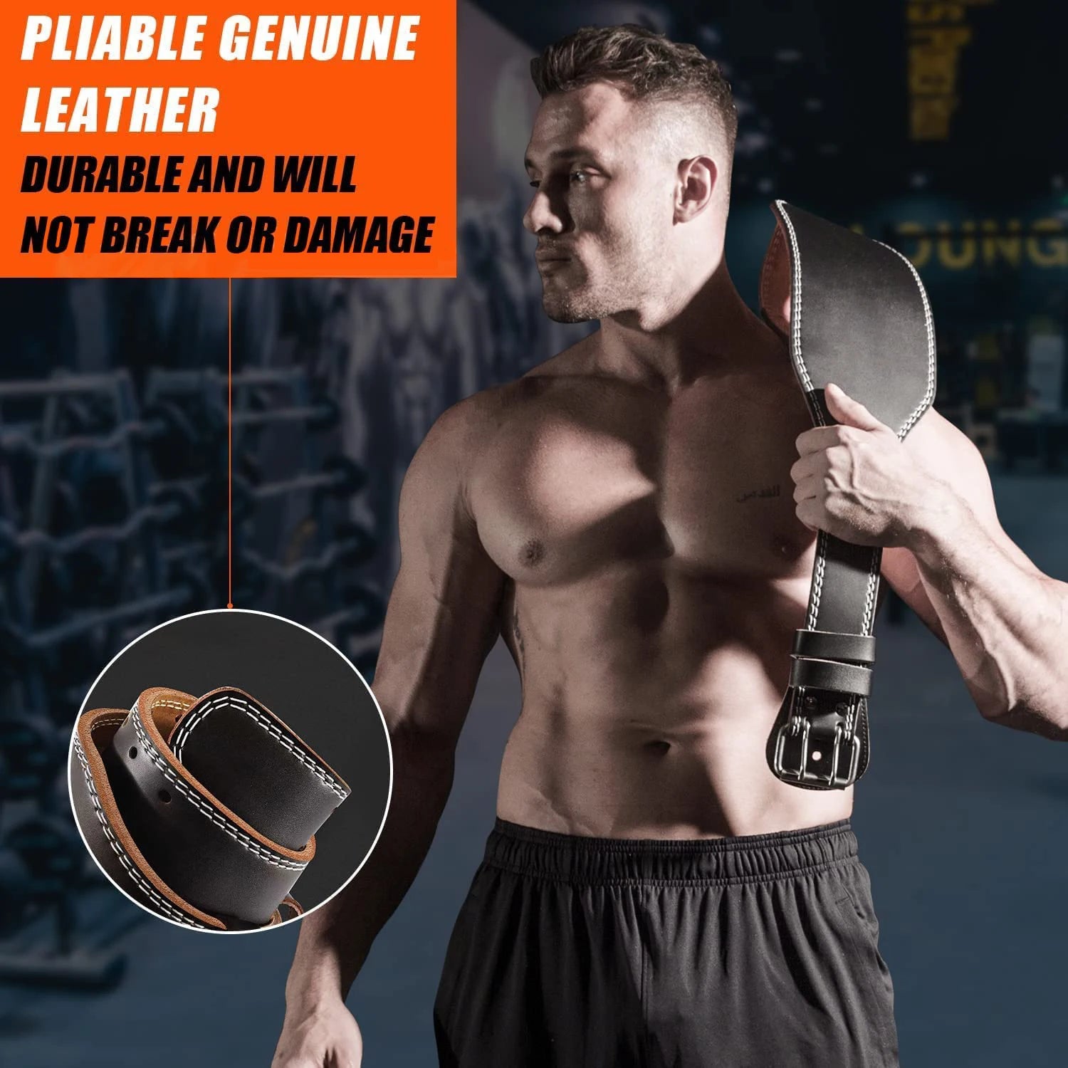 Adjustable Leather Weightlifting Belt for Back Support - 13